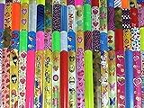 Gingerscoolstuff 35 Slap Bracelets. Kids Boys Girls Party Favors. Animal Prints - Hearts - Solid Colors. Storage Tube Included.