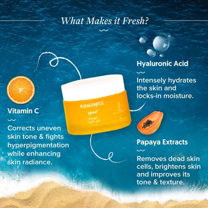 Aqualogica Glow+ Mousse Night Gel Papaya & Vitamin C 50g, 50 ml (Pack of 1) - Image 3