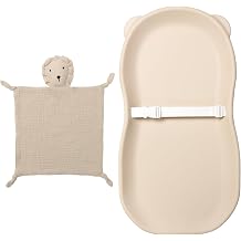 100% Waterproof Baby Diaper Changing Pad Wipeable Teddy Bear EVA Foam Skin-Like Surface Fully Impermeable to Fluid, Portable Non-Slip Change Mat Muslin Cotton Lion Loveys Soft