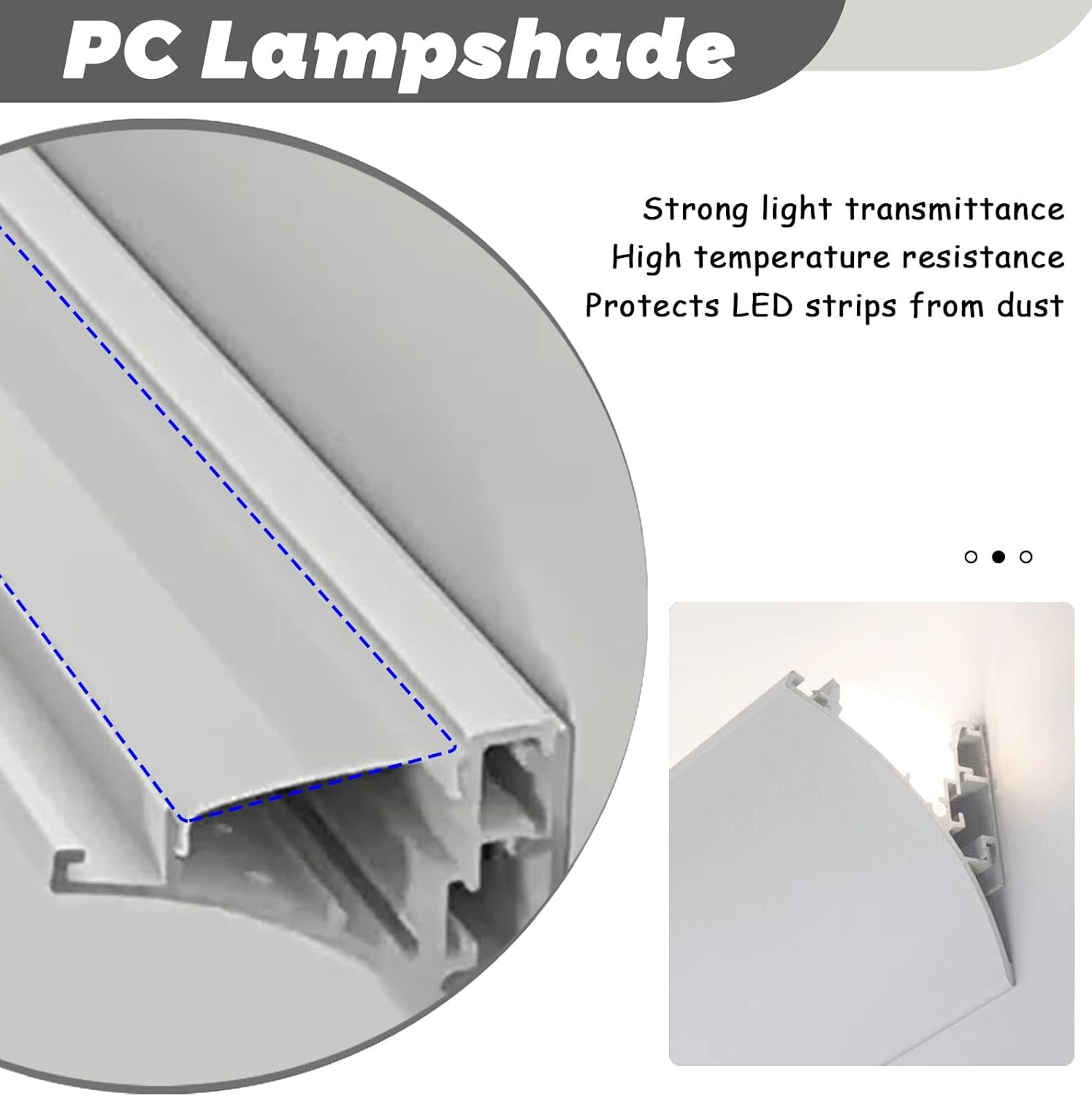 Aluminum LED Strip Light Channel Diffuser - 9ft Crown Moulding Ceiling Trim for Home Theater, Modern Slot Profile Lighting, Perfect for Ambient Illumination
