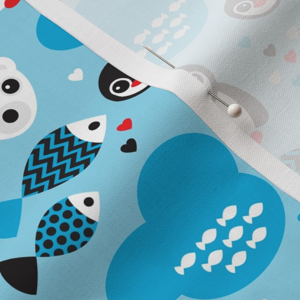 Spoonflower Fabric - Penguins Polar Bears Arctic Winter Sea Boy Fish Bear Penguin Ocean Printed on Petal Signature Cotton Fabric Fat Quarter - Sewing Quilting Apparel Crafts Decor