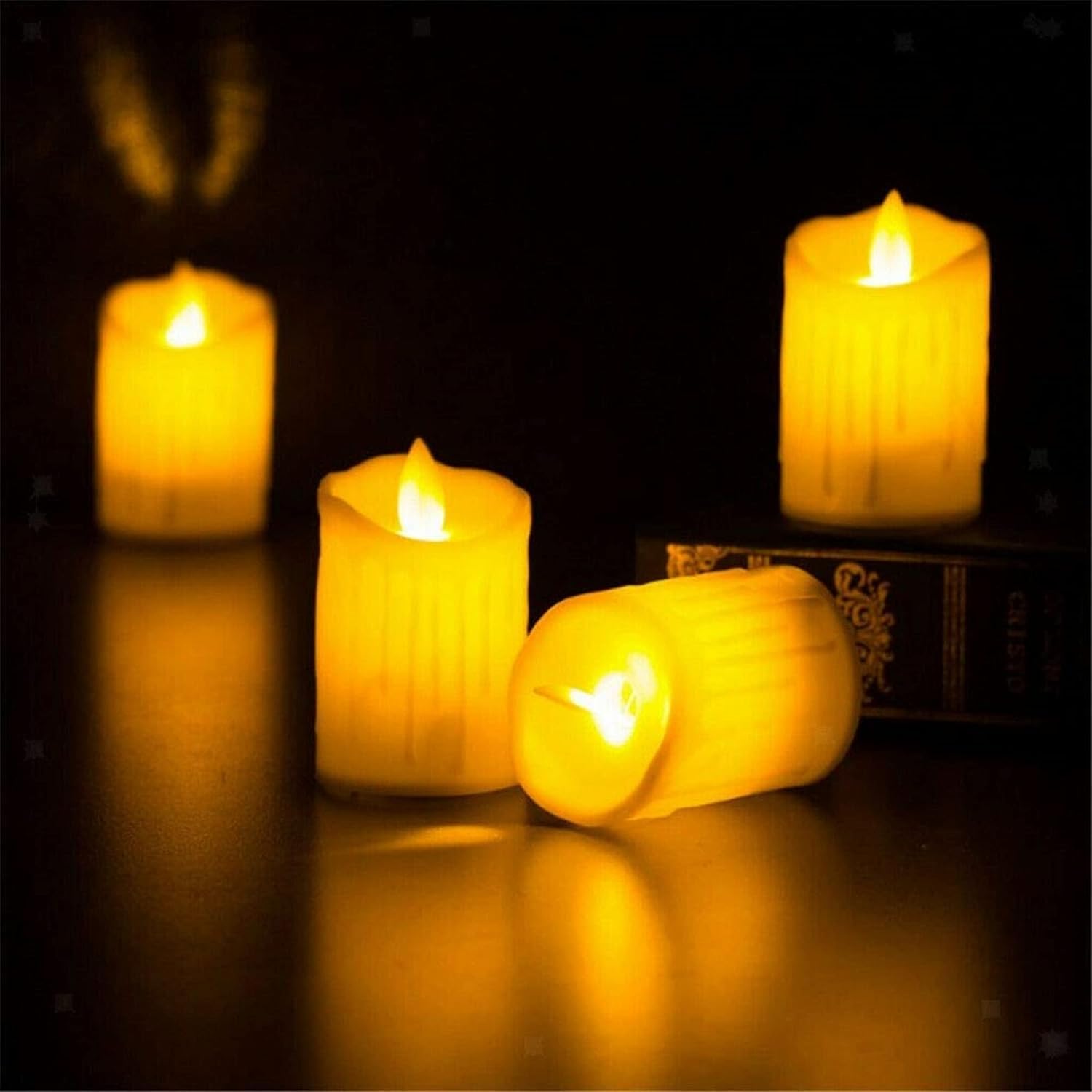 JEROXEN Elite India Decorative Plastic LED Tealight Candle | Flameless Tealights | Smokeless Candles Light for Home and Diwali Decoration | Battery Operated Unbreakable Lights Pack of 6-image-31