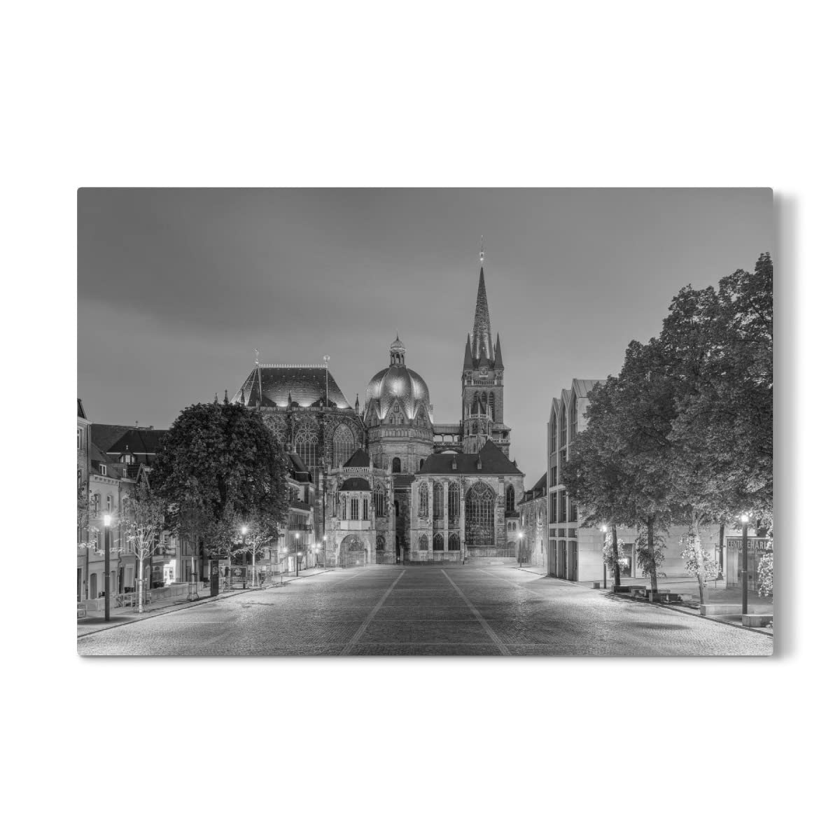 artboxONE Galerie-Print 60x40 cm Aachener Dom schwarz-weiß hochwertiges Acrylglas auf Alu-Dibond von Michael Valjak