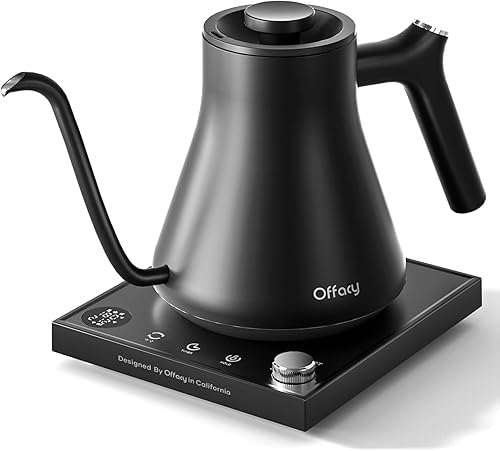 Hervidor eléctrico de cuello de cisne, control exacto de temperatura y modo de retención, café y té de vertido rápido, acero inoxidable 304 premium,