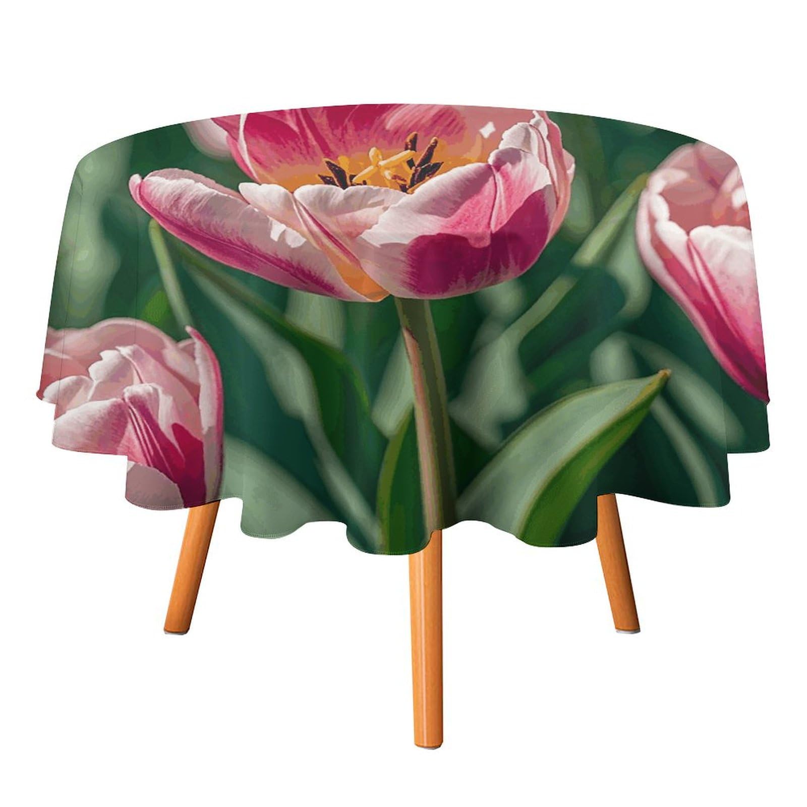 Nappe ronde pivoines 152cm facile à nettoyer pour table de cuisine