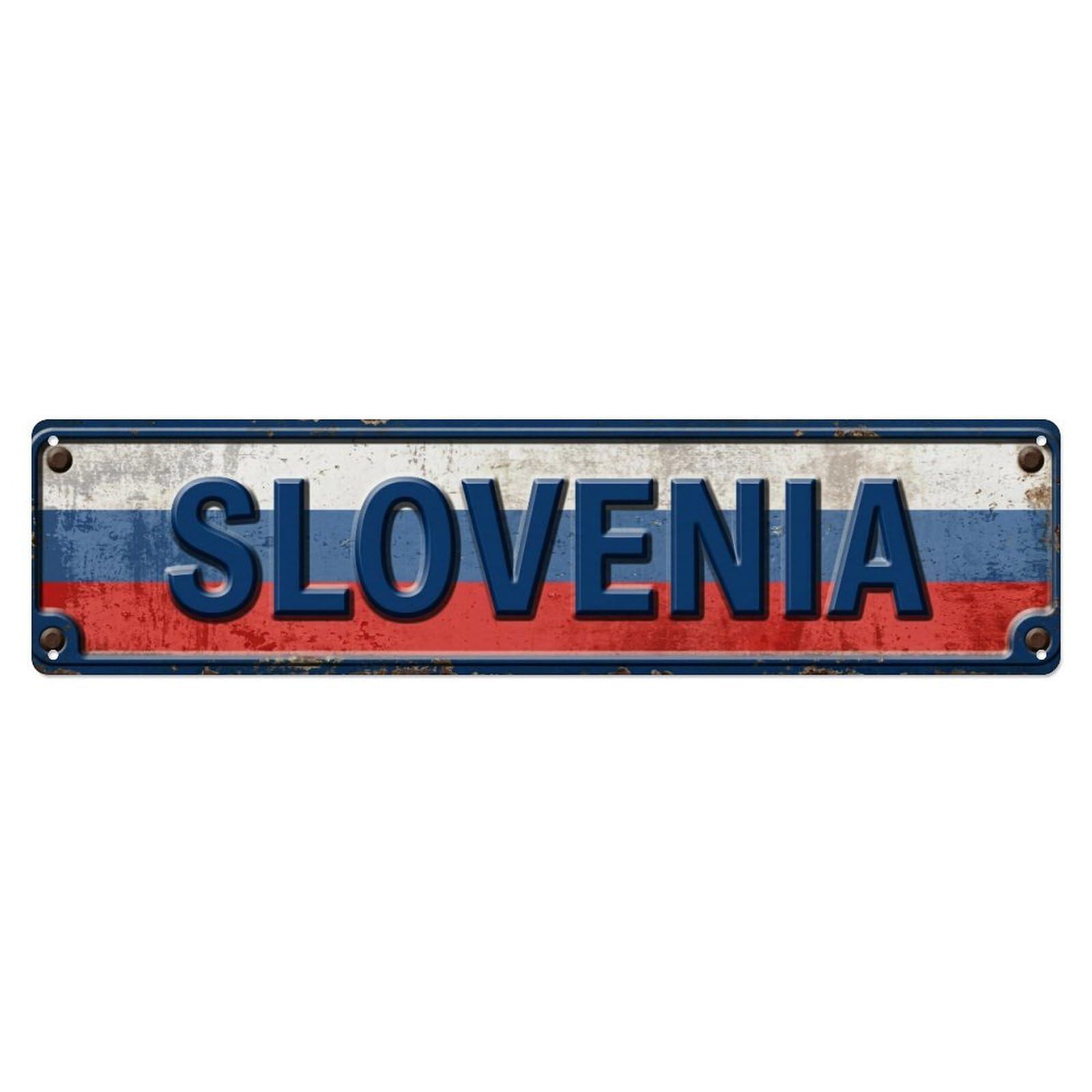 Metal Tin Sign Vintage Slovenia Flag Pattern