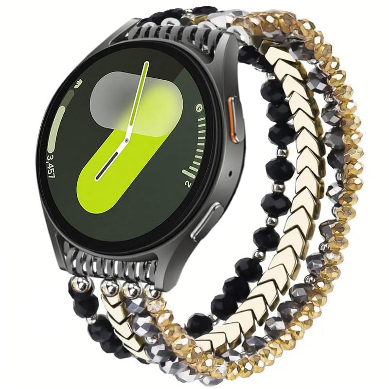 DEALELE Bands Beaded Compatible with Samsung Galaxy Watch 7 / FE / 6/5 / 4 40mm 44mm / 6 Classic / 5 Pro / 4 Classic, 20mm Handmade Elastic Crystal