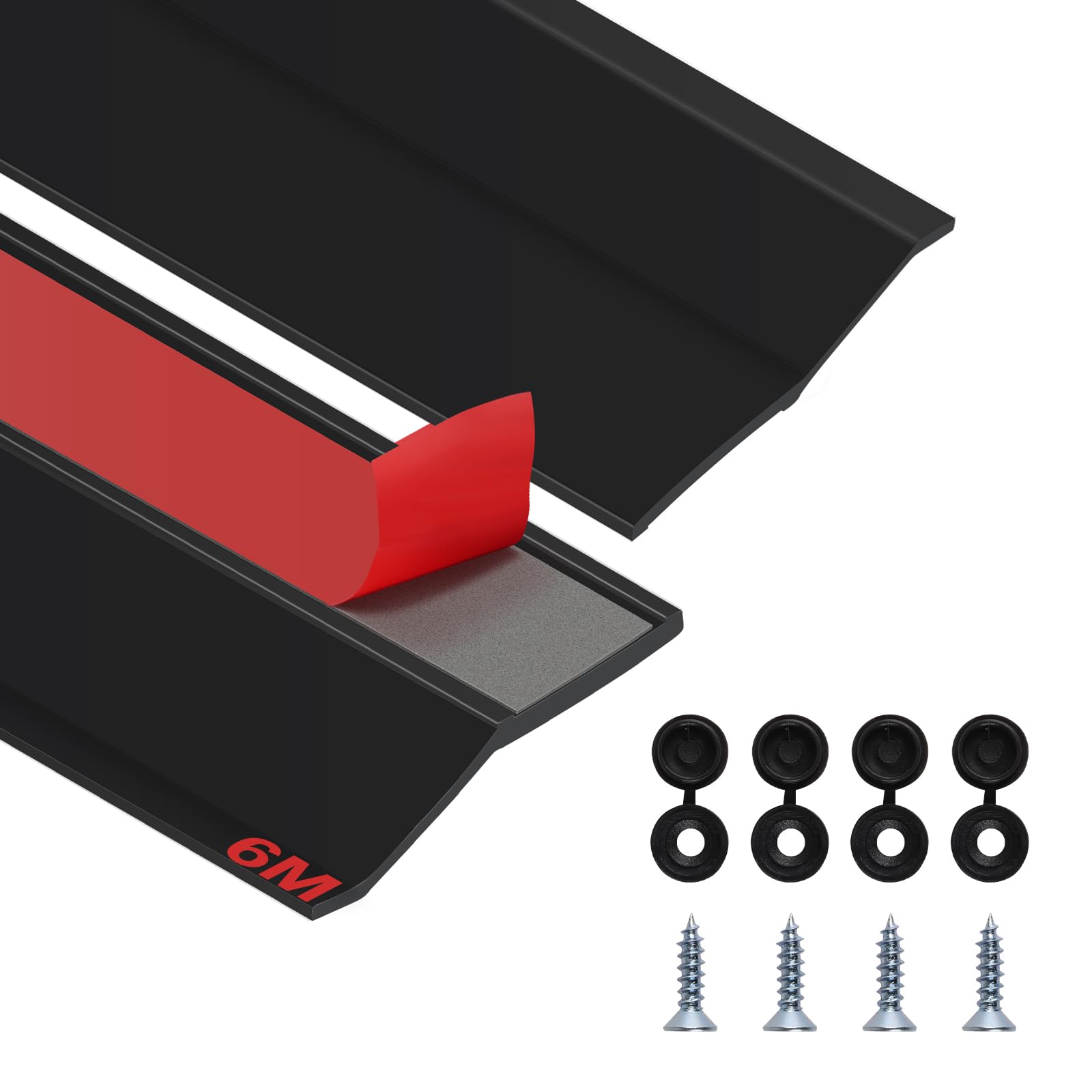 EFUTURETIME 6m Burlete para Bordes de Puertas de Garaje Junta de Goma Autoadhesiva Universal Tira de Sellado para Bordes Superiores y Laterales de la Puerta de Garaje, Negro