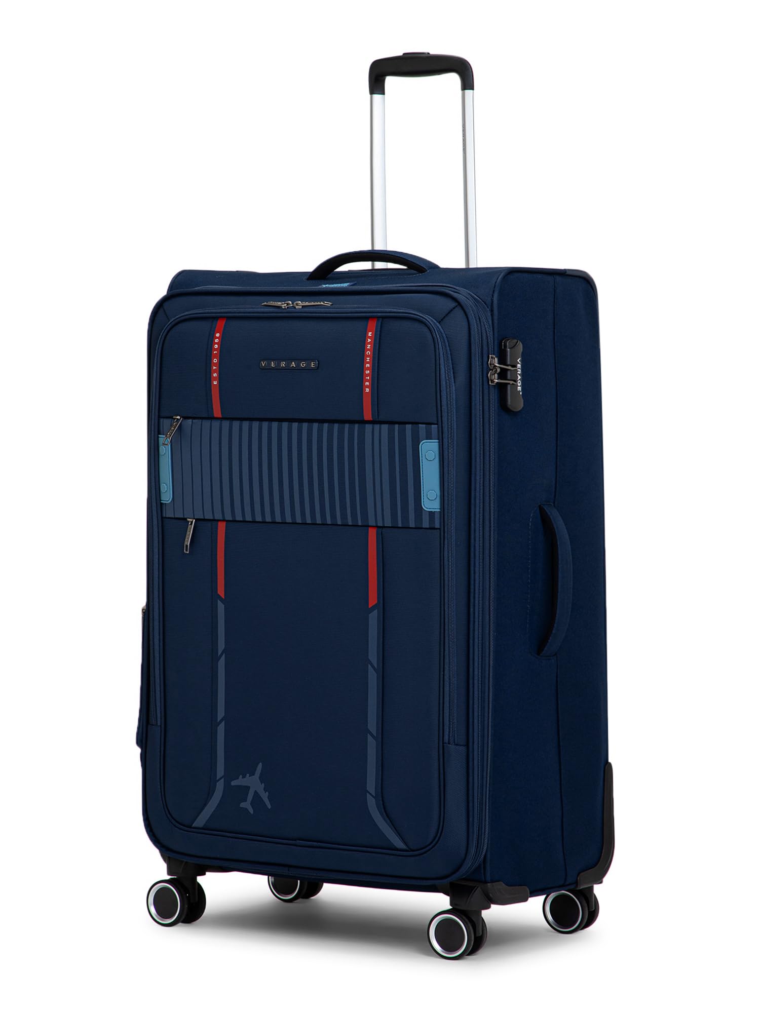 Specter 80 cms Blue Soft Sided Large Check-in Luggage Trolley Bag for Travel with Expandable & Anti Theft Zipper Suitcase Spinner for Men and Women discount deal