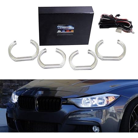 Amazon Com Ijdmtoy Xenon White Dtm Style Square Horseshoe Led Halo Rings W Acrylic Covers Compatible With Bmw F30 3 Series Halogen Headlights Angel Eye Retrofit Automotive
