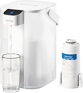 Waterdrop Jarra de filtro de agua eléctrica instantánea, 3,5 l, 3 meses, filtro de agua potable para exteriores, reduce el cloro, plomo, mercurio, PFAS, PFOA/PFOS, color blanco (con 1 filtro de 757