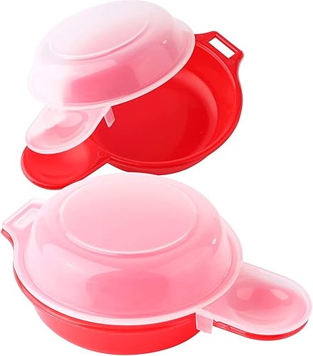 Flechaco 4 sets of microwave egg cookers, 1 minute quick egg burgers, kitchen cooking tools (red and transparent)