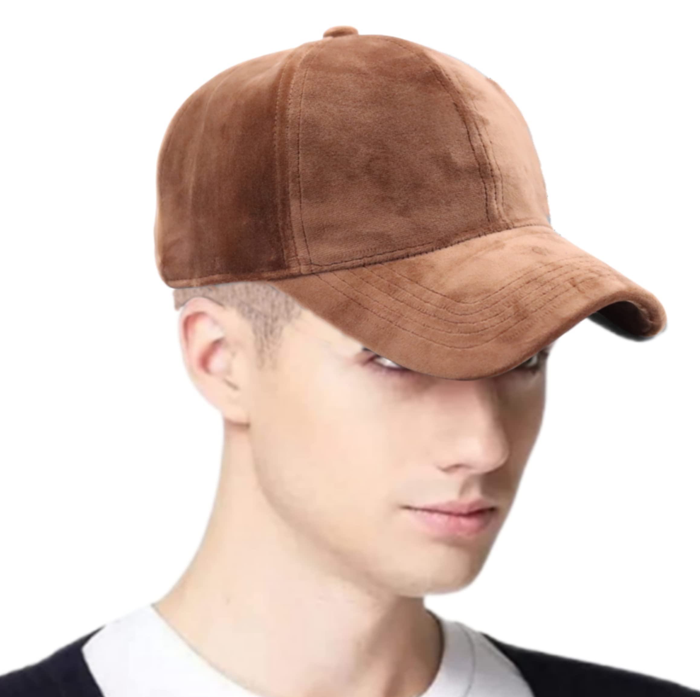 Classic Style Velvet Baseball Cap 6 Panel Fashionable Adjustable Sports Hat for Men Women (Grey)