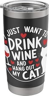 Wine Cat Owner Kitty Meow Alcohol Drinking Winemaker Stainless Steel Insulated Tumbler