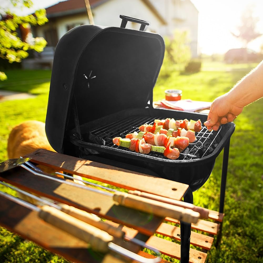 MalTec grill na węgiel drzewny + dmuchawa, grill kempingowy, grill piknikowy, grill na kółkach, do ogrodu, na kemping, taras