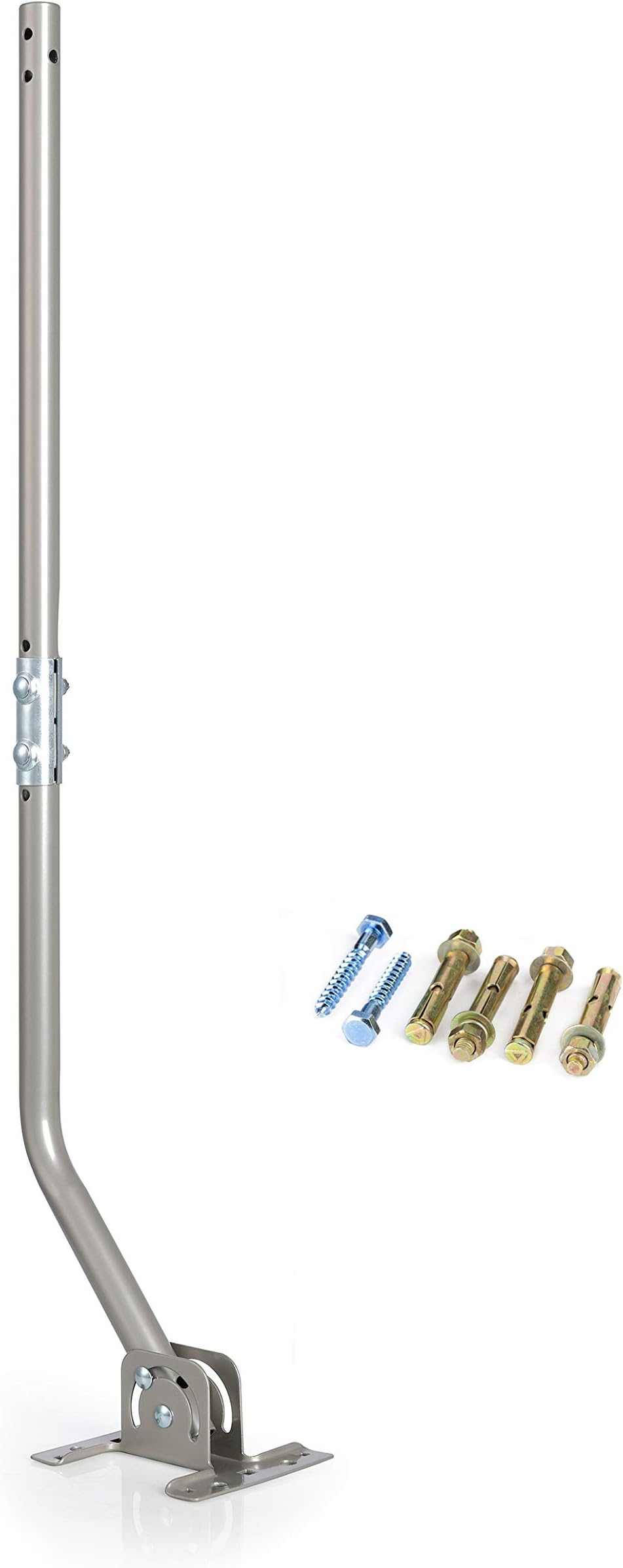 Adjustable Antenna Mounting Pole – Universal J-Pipe Mount for Antennas & Weather Stations with Mounting Bracket – Solid Structure, Weatherproof, Easy Installation (1" Diameter, 32 3/4" Arm Length)