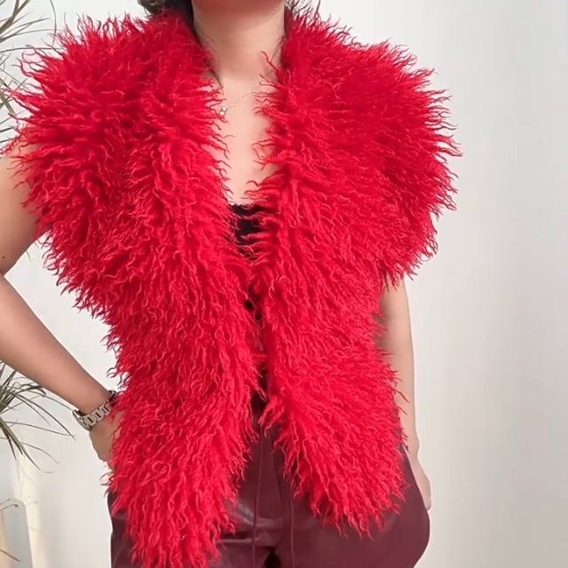 MZE JPLAN Women's Faux Fur Vest Tie Backless Halter Sleeveless