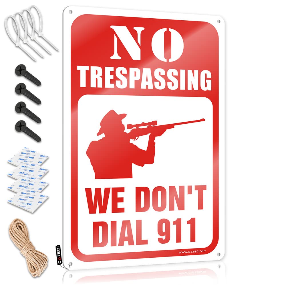 Fzfn Colour Porch Decor Reusable Decor | No Trespassing We Don’t Dial 911 Humor Decorative Wall Art Ready To Hang For Score(30X40cm)