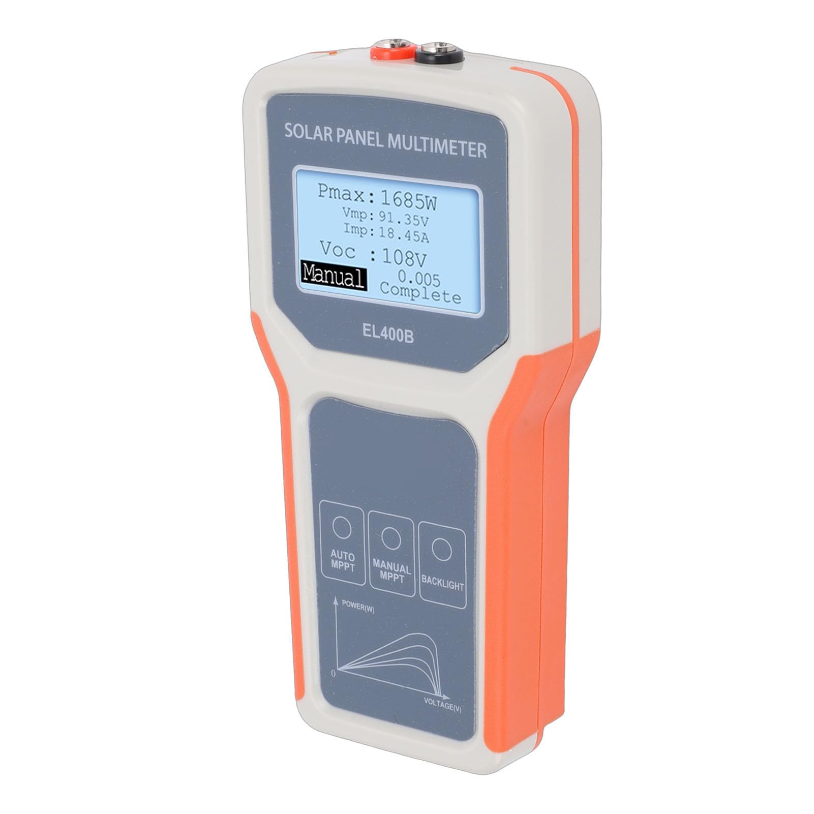 Multimetr Fotowoltaiczny, Tester Paneli Słonecznych z detekcją MPPT i Dużym Ekranem LCD, do Pomiaru Napięcia Zasilania i Prądu Paneli Fotowoltaicznych do 400W 20A