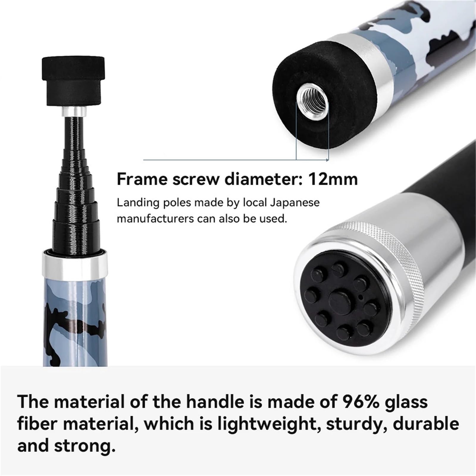 Canna Da Pesca Telescopica Canna da pesca 2.4m/3.0m Estensione telescopica portatile Manico in fibra di vetro Asta da pesca Reti da pesca Strumento da pesca