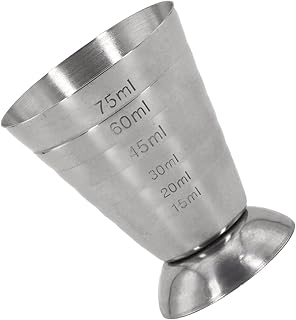 Stainless Steel Measuring Jigger 75ml for Home Bartender, Reusable Drink Measure Beaker with oz/mL Markings, 0.5oz to 2.5oz & 15ml to 75ml, Bar Tool for