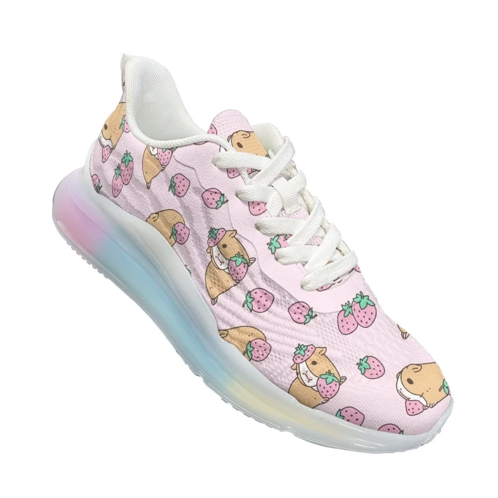 Scarpe da ginnastica da donna, da corsa, in rete, da palestra, da passeggio, Criceto rosa fragola, 40 EU