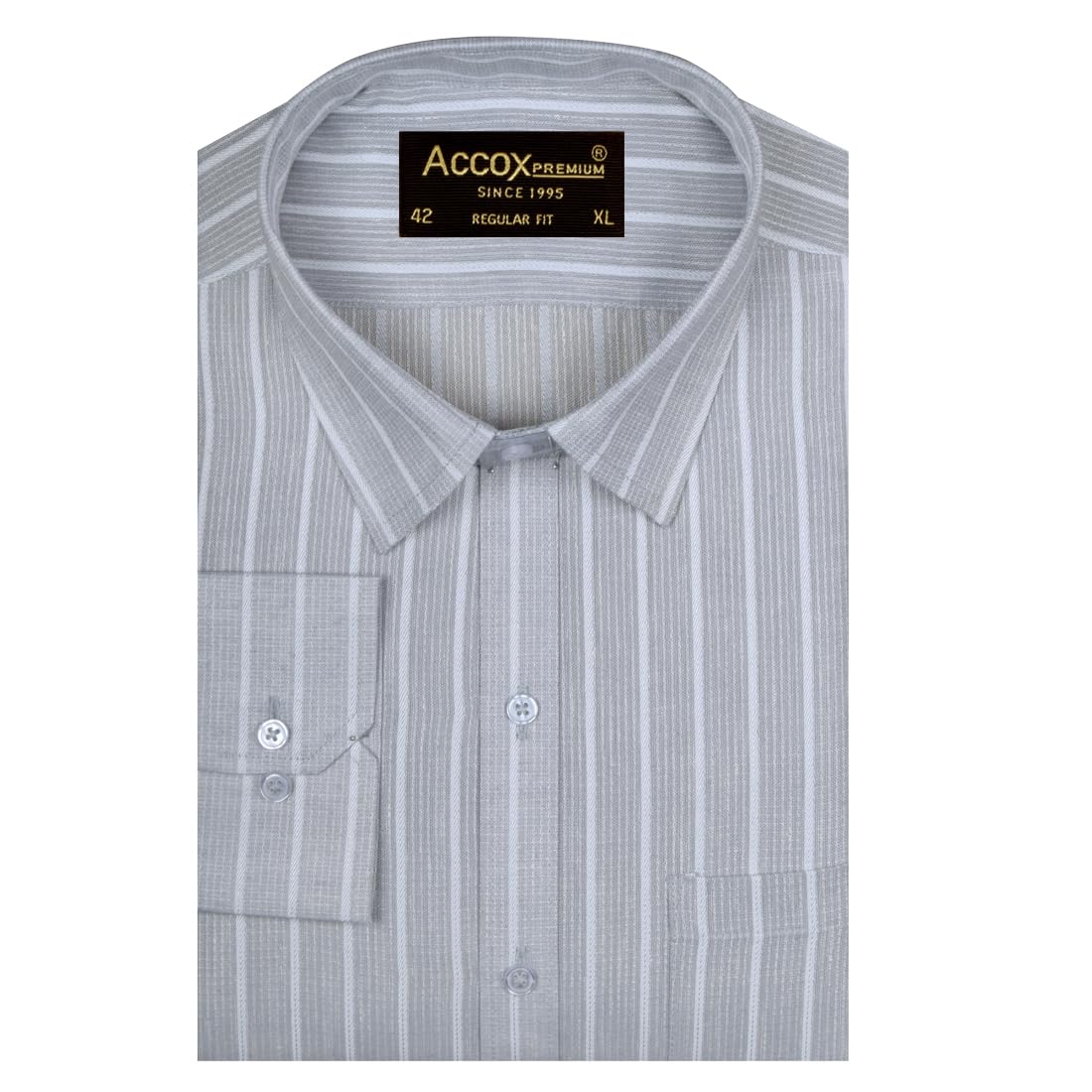 ACCOX Men's Breathable Cotton Linen Full Sleeves Striped Regular