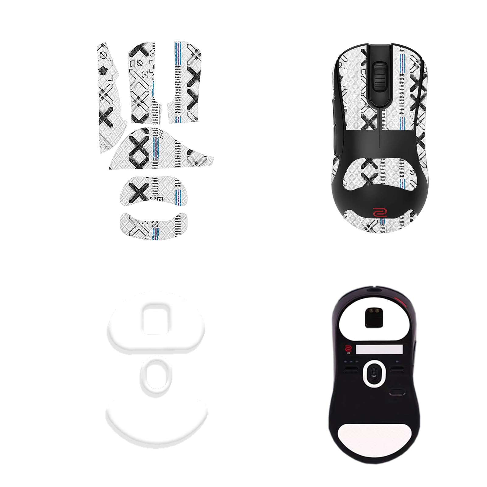 NOUKAJU Mouse Grip Tape Full Coverage for BenQ Zowie ZA13-DW, Self-Adhesive Sweat-Resistant Professional Mice Upgrade Kit,Mouse Feet Skates(Foot pad +