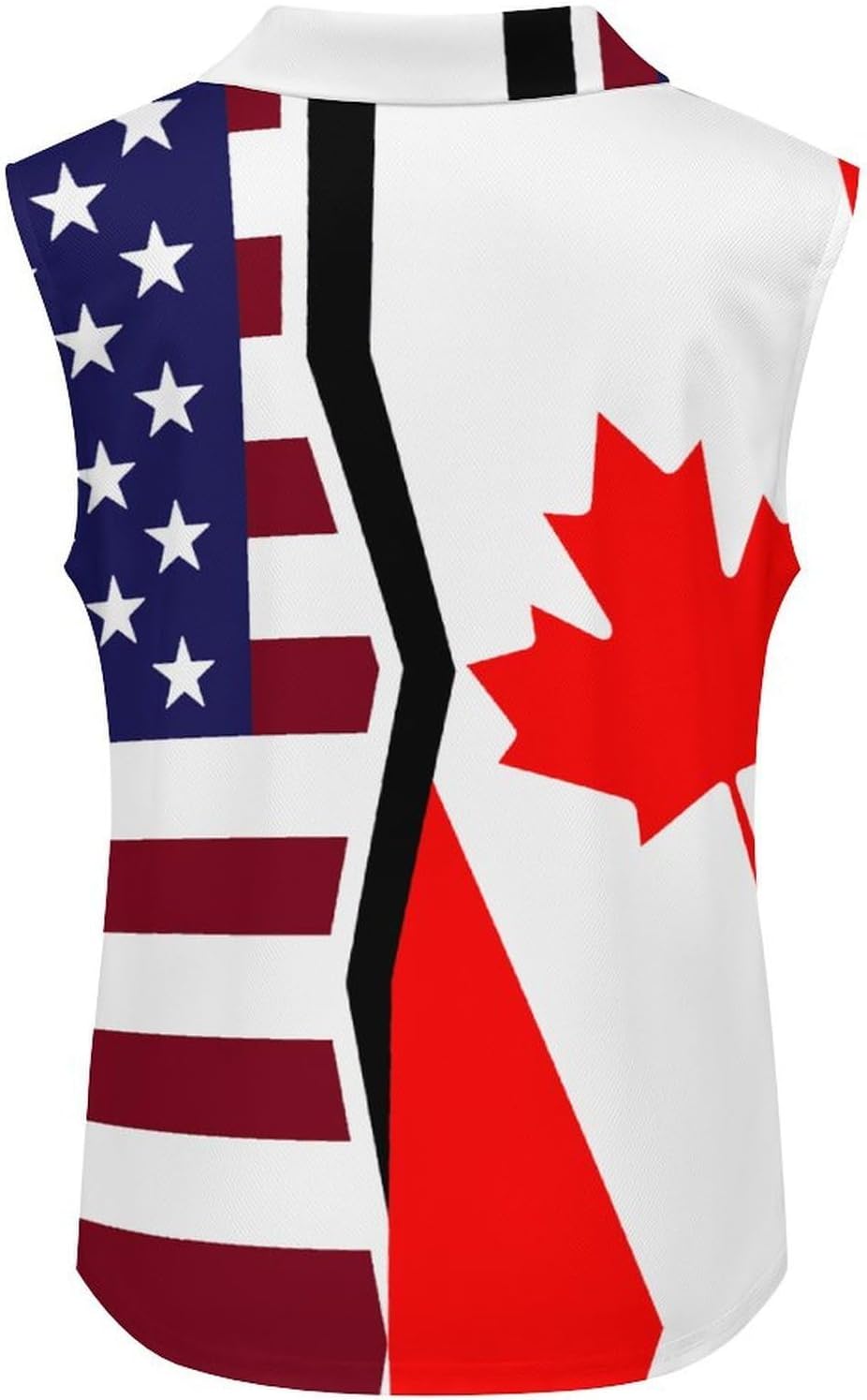 American and Canadian Flag Women's Golf Polo Shirts V Neck Tank Tops Blouses Tennis Casual Sports