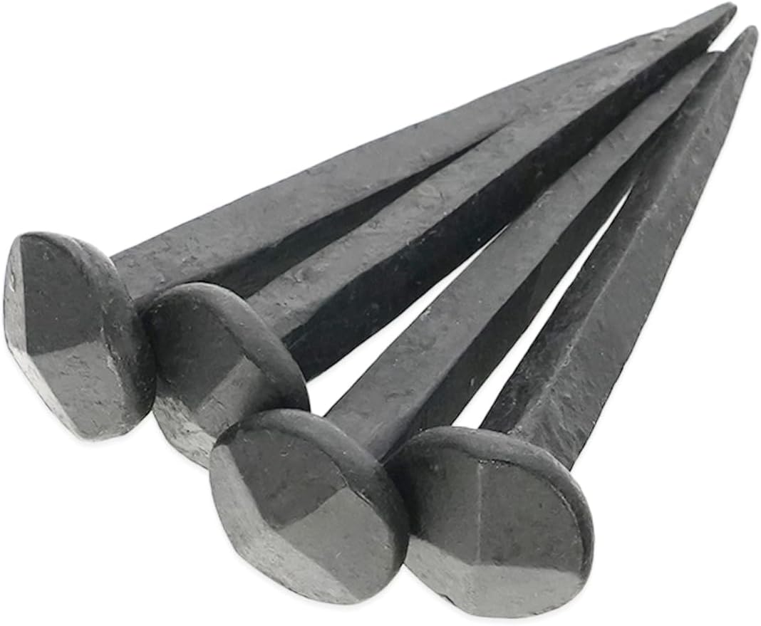 Hand Forged Handmade Traditional Old Antique Rustic Rose Spike Vintage Victorian Head Wrought Black Iron Nail Wood Crafts Door Furniture Decorative Studs pins Nails (20 mm)