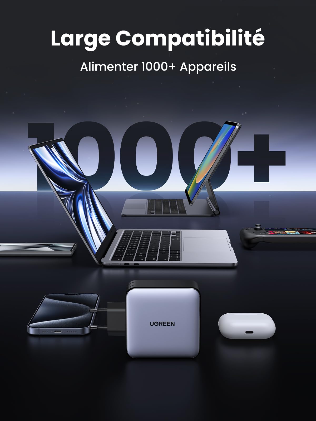UGREEN Nexode 100W 5 Ports Chargeur USB C Rapide GaNInfinity Prise Secteur