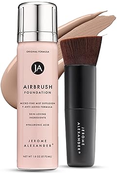 Jerome Alexander Magic Minerals Airbrush Foundation 2pc Set - Medium | Includes Kabuki brush, fine mist spray application, buildable coverage for mature skin, anti-aging for radiant skin