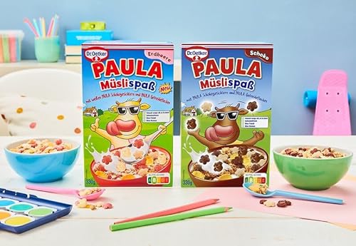 Dr. Oetker PAULA Müslispaß Schoko – Schokoladiges Knuspermüsli mit Vollkorngetreideflocken und Schokoköpfen für Kinder