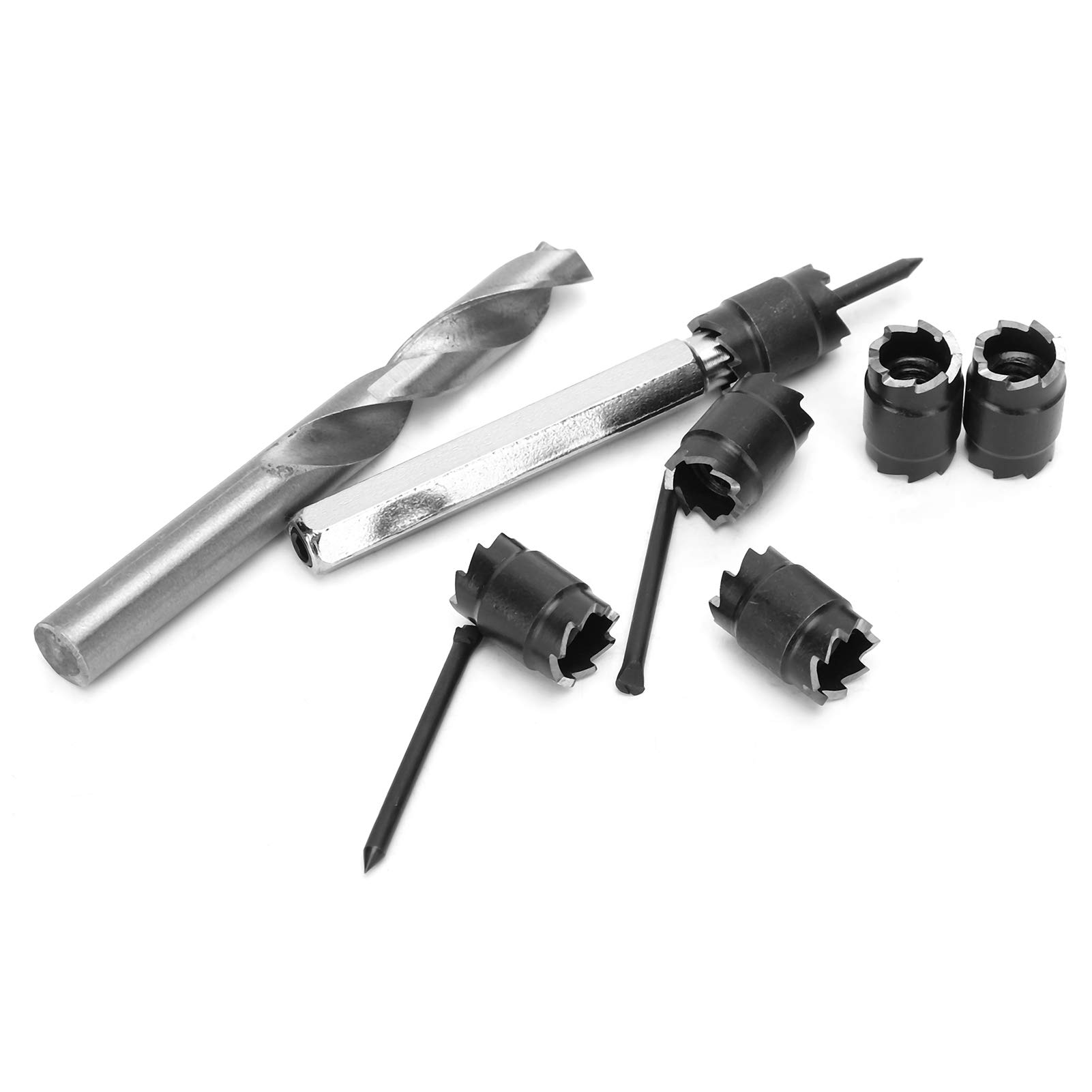 9Pcs Spot Weld Cutter Hole,Dc Spot Weld Drill, Spot Welding Cutter Circuit Breaker for Solar Panels Dc Breaker Opener Set Removable Spot Weld Drill Bit High Speed Steel Hex