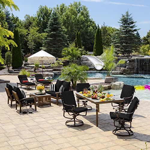 Image of Arden Patio Dining Outdoor Chair Cushions, 20x44, Rain-Proof Seat Pad, Fade-Resistant Outdoor Cushion Black Leala