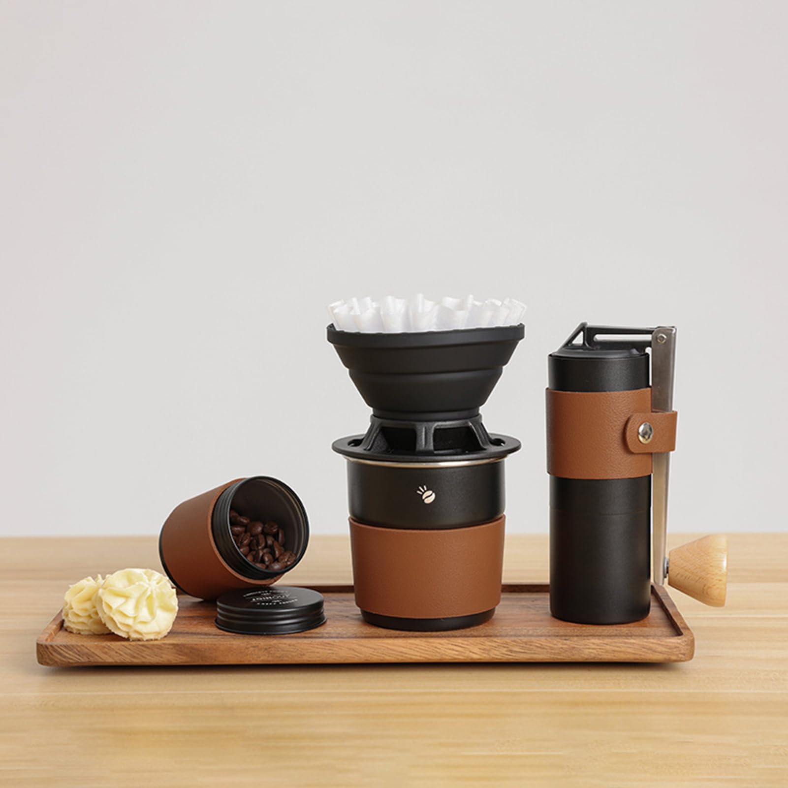 Generisch Camping Kaffeemaschine - Filterkaffeemaschine | Multifunktionale Kaffeemühle Mit Tragbarem Kaffeezubehör-Set Für Reisen, Wandern, Und Zuhause