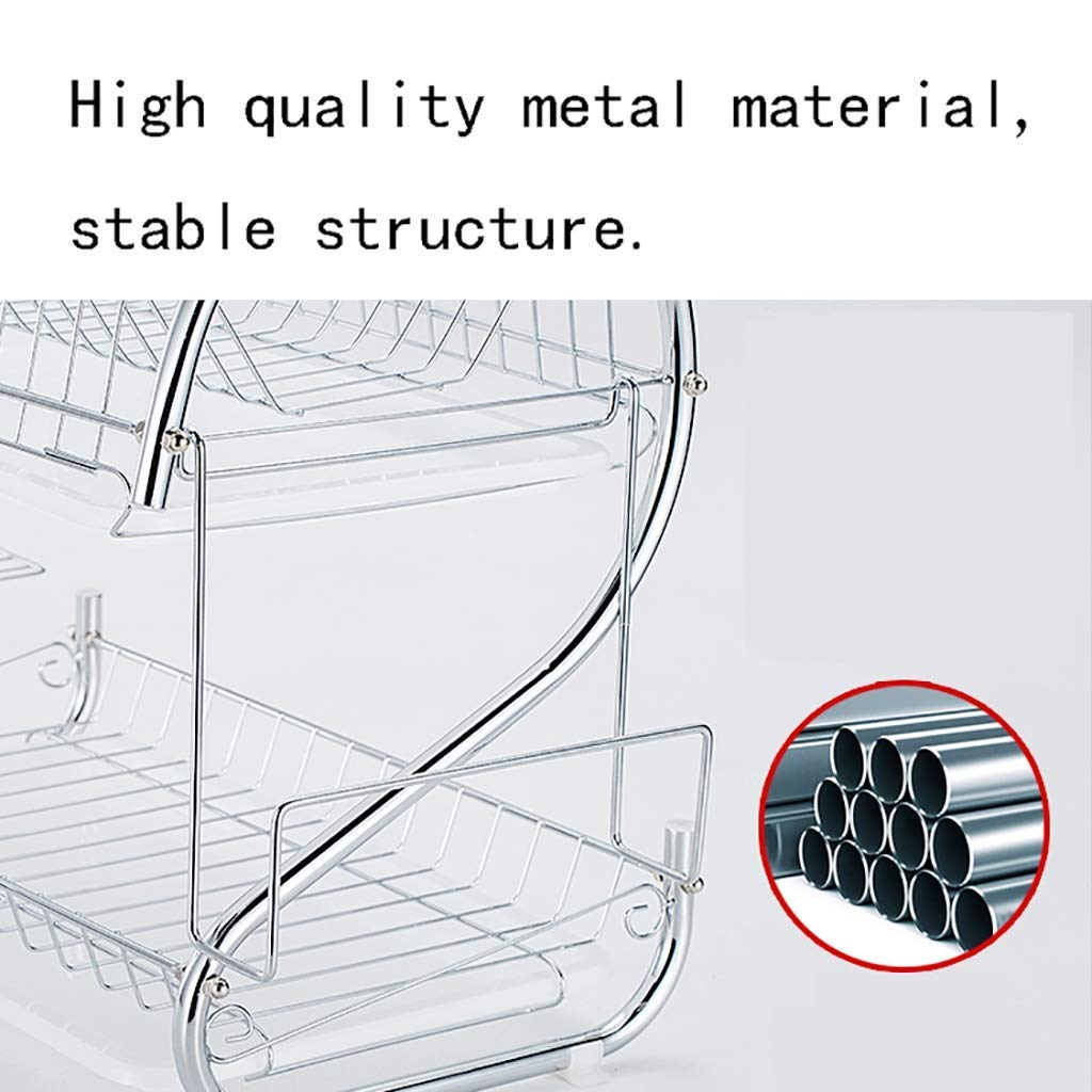 Estante de Almacenamiento de Almacenamiento de Cocina para Platos de Drenaje de Doble Capa de Metal 43 * 25 * 39 cm.