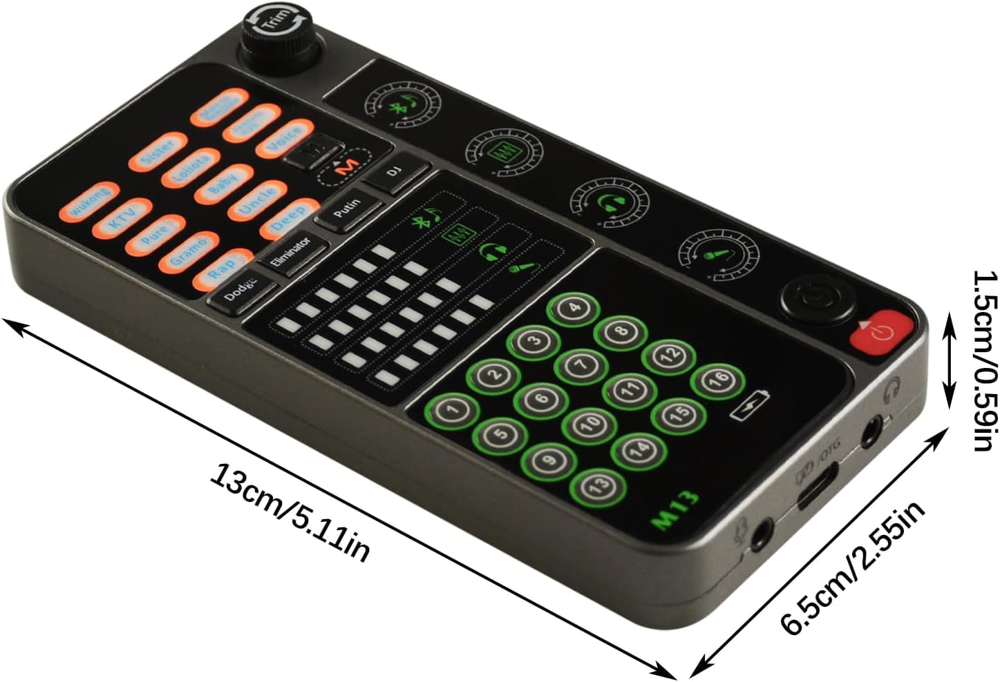 Flylin Changeur de voix portable microphone modulateur 16 effets sonores enregistrement jeu