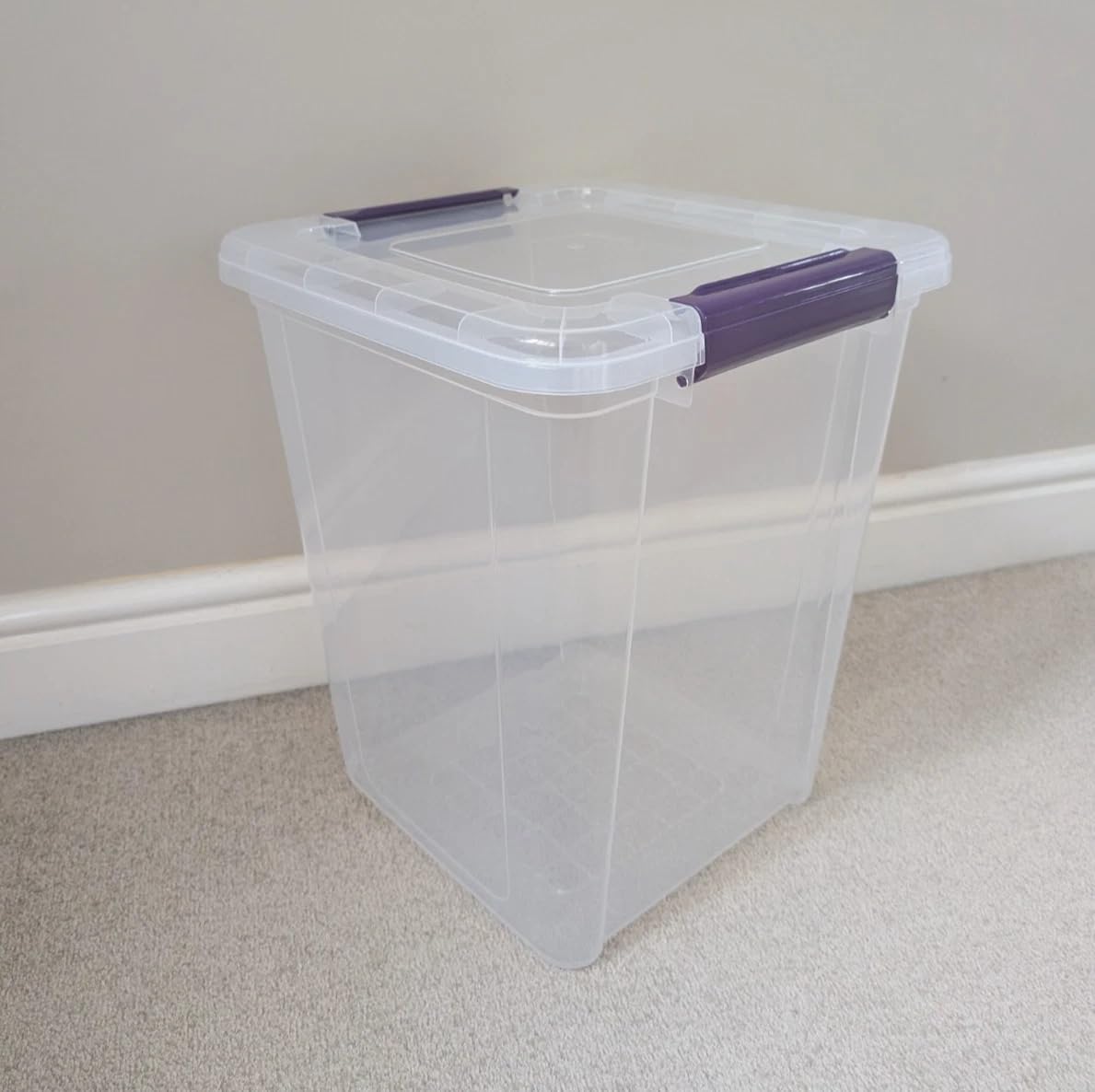 Plastic Storage Box with Lid Deep Home Kitchen Office Pet Food Box Container (30L)