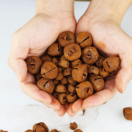 Miniatura 6 de Kit de cascabeles de metal oxidado, incluye 75 campanas oxidadas vintage de tamaño mixto, 20 estrellas de metal rústico y cinta de cuerda de yute