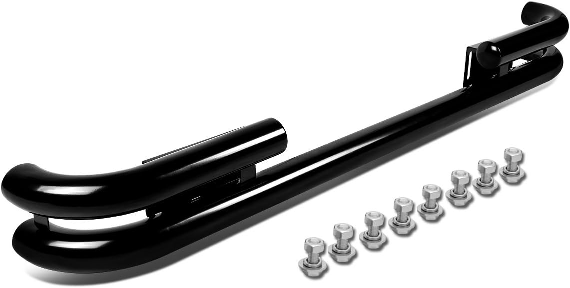 Auto Dynasty Black Stainless Steel Double Bar Rear Bumper Protector Guard Compatible with Jeep Wrangler TJ YJ 87-06