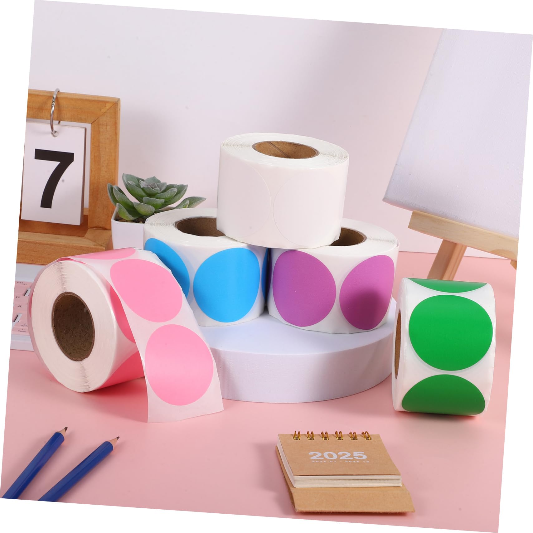 Étiquettes Rondes Thermiques Autocollantes Papier Thermique 5 Rouleaux