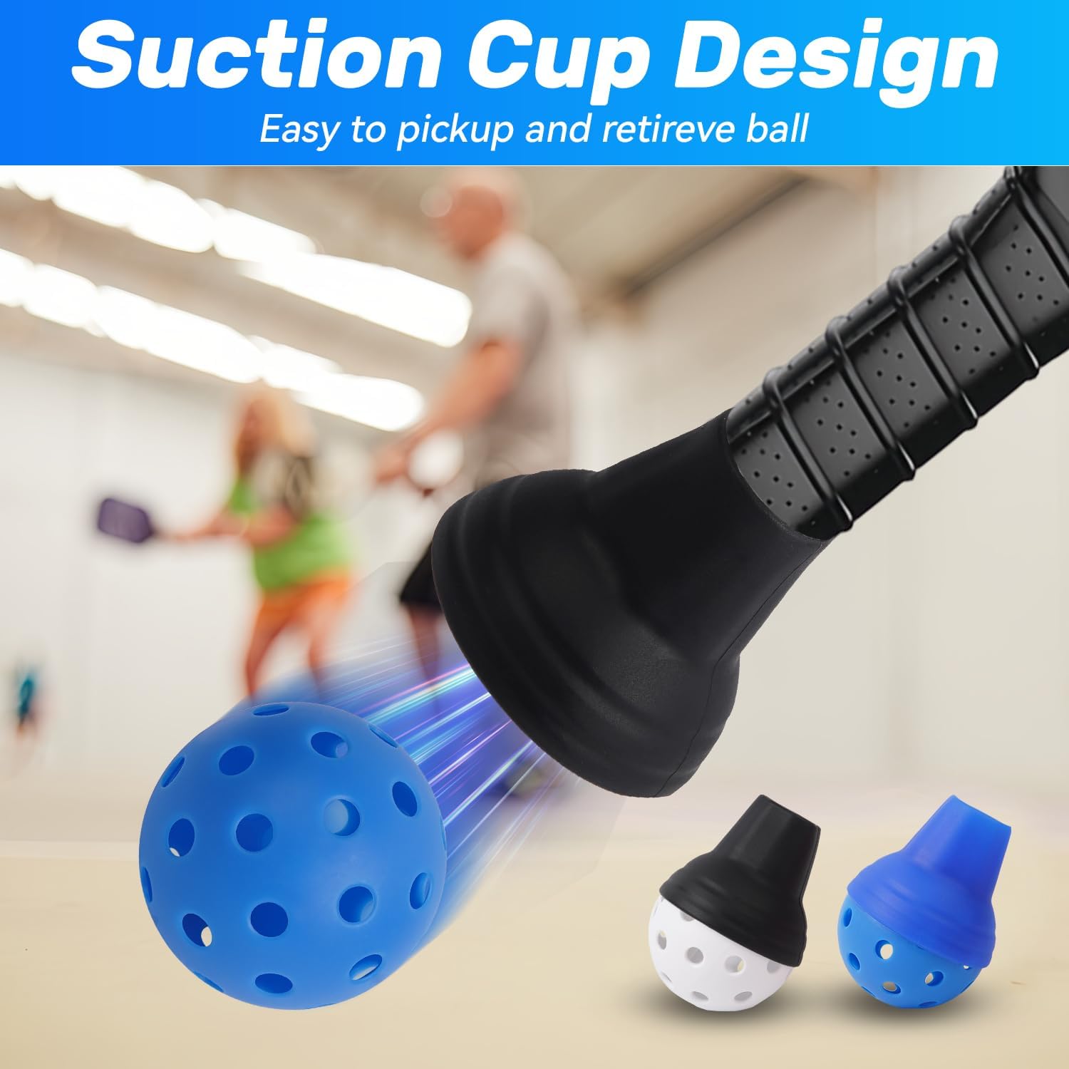 Fizzazzle Pickleball Ball Retriever 2/4 Pack, Silicone Pickleball Picker Upper Pickball Grabber, Universal Pickleball Upper Suction Cup, Anti-Slip Pickleball Hand Grip Blue Pink Black - Image 5