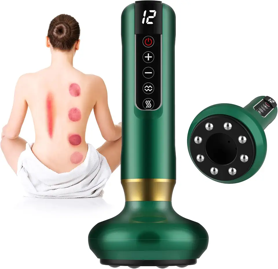 Ferramenta de massagem de celulite, massageador elétrico de celulite removedor de gordura com 12 modos de sucção, recarregável e sem fio, massageador inteligente para braços, pernas e costas (Verde)