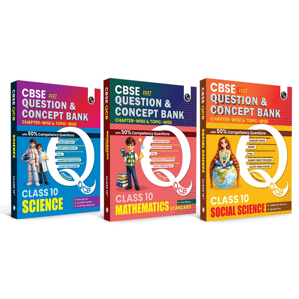 PW CBSE QCB Class 10 Science, Maths, Social Science Combo Pack of 3 - Image 1