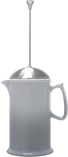 Miniatura 10 de Chantal Prensa francesa de gres con émbolo y tapa de acero inoxidable, capacidad de 28 onzas, aguamarina
