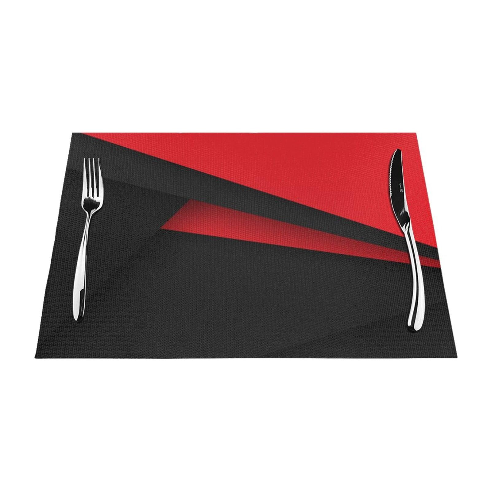 Sets de table lavables pour salle à manger rouge et noir