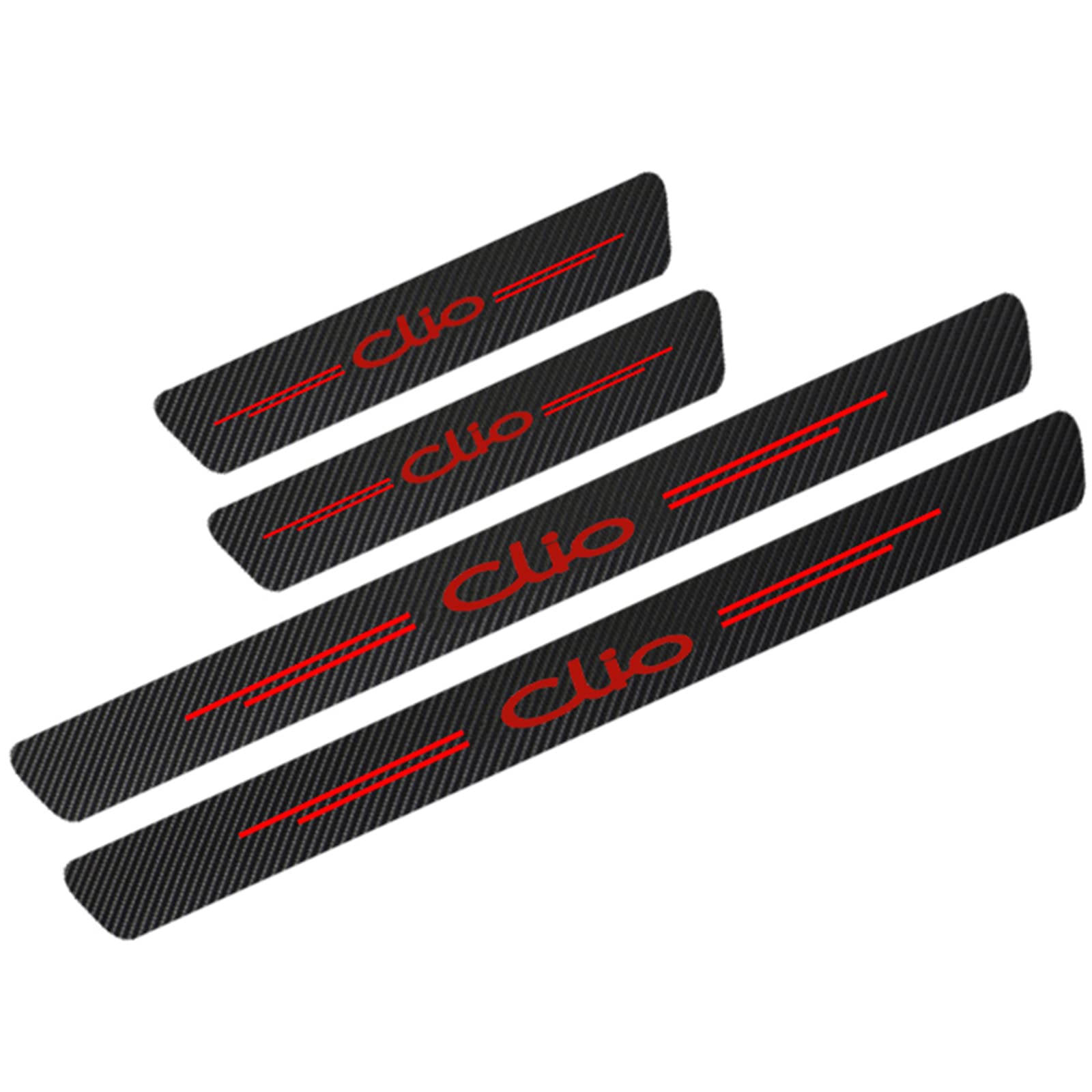 4Pcs Car Door Sill Scuff Plate Cover Sticker for Ren-ault Duster Styling Accessories, Carbon Fiber Kick Plates Welcome Pedal Protector Strips Auto Threshold Non-Slip Entry Guard Trim,Clio Red