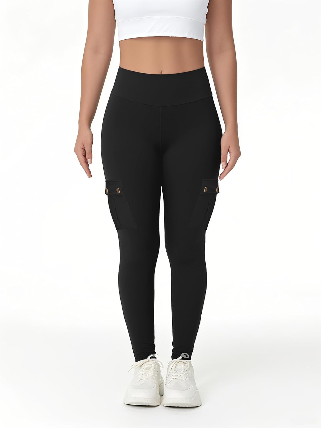 Butt Lifting Leggings for Women Cargo Leggings with Pockets High Waist Tummy Control Yoga Pants - Image 4