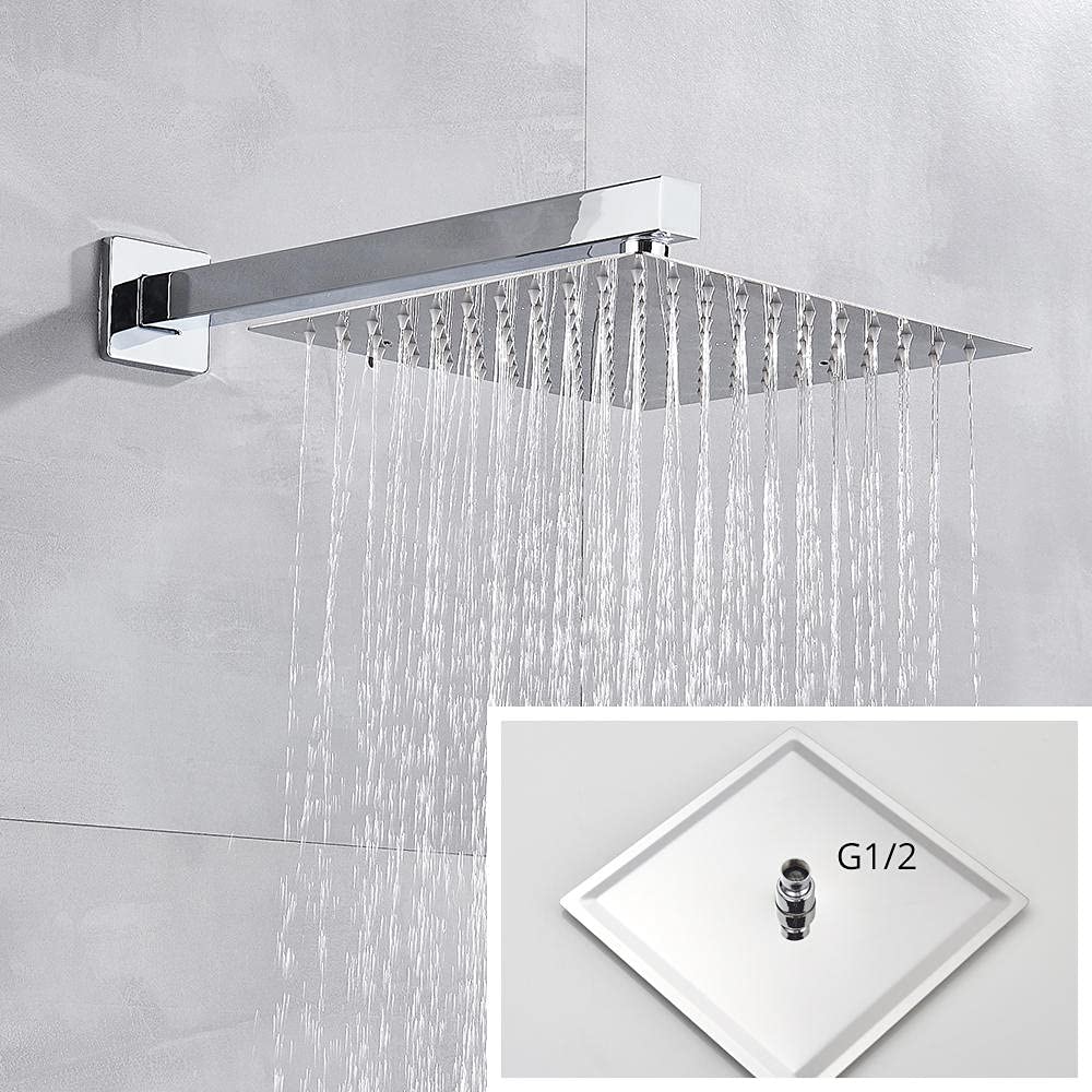 Grifo de Ducha termostático Cromado para baño, Cabezal de Lluvia, Mezclador de bañera de Pared, Juego de 8 Pulgadas